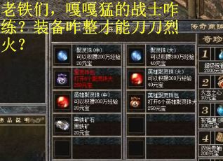 老铁们，嘎嘎猛的战士咋练？装备咋整才能刀刀烈火？